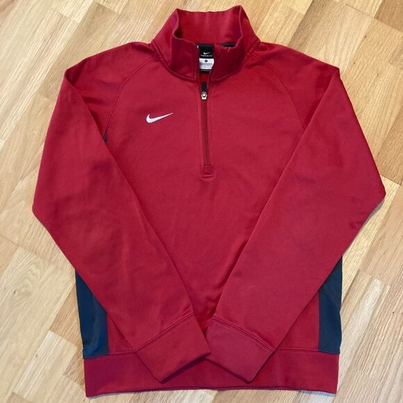 Nike ThermaFit Mens Small Red Quarter ZIP Pullover Size Small - Picture 1 of 8